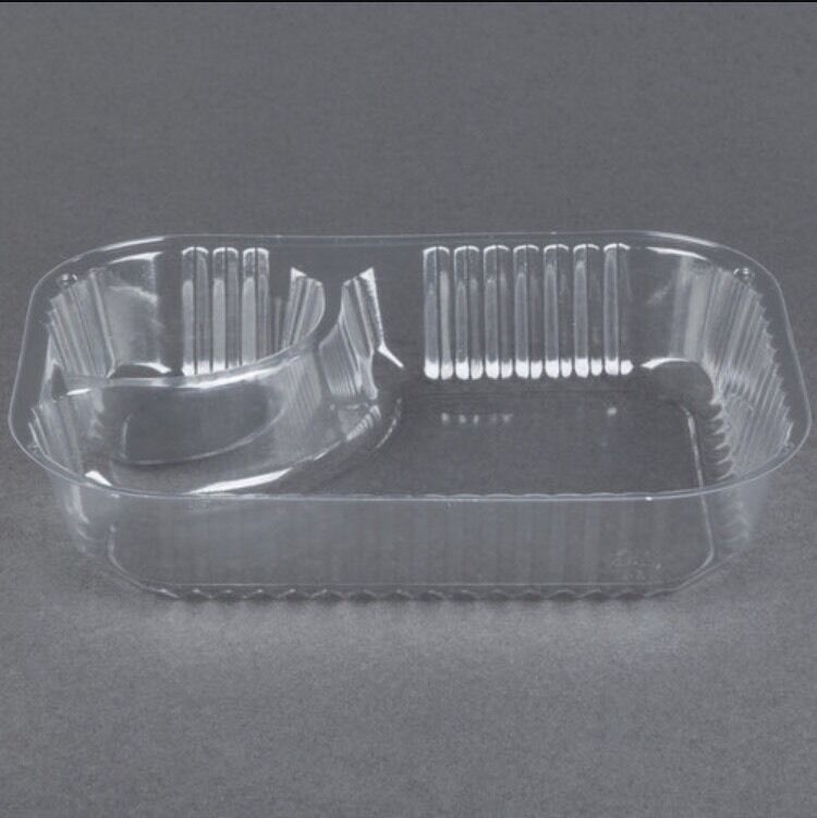 25ct Clear 2 Compartment Plastic Nacho And Cheese Tray 6" X 5" X 1/2"