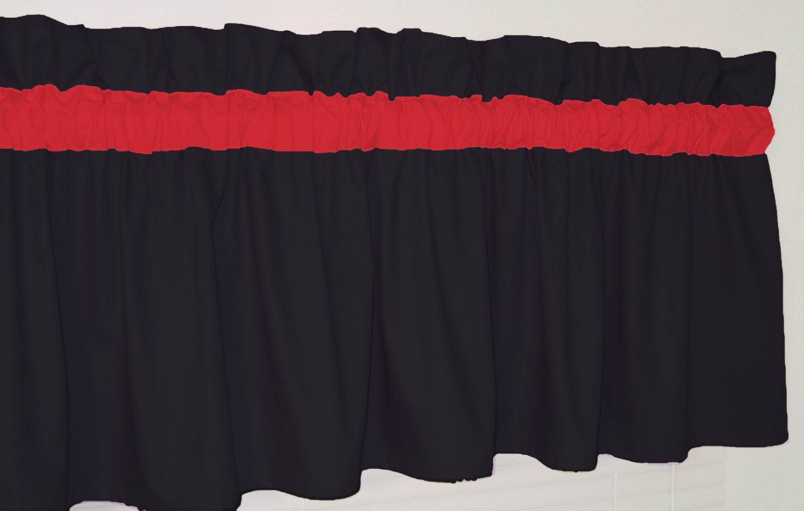 Solid Black And Red Curtain Valance Window Topper Bedroom School Dorm Team Color