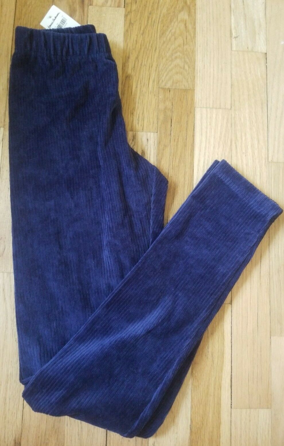 Nwt Hanna Andersson Navy Blue Velour Ribbed Leggings Pants 140 10