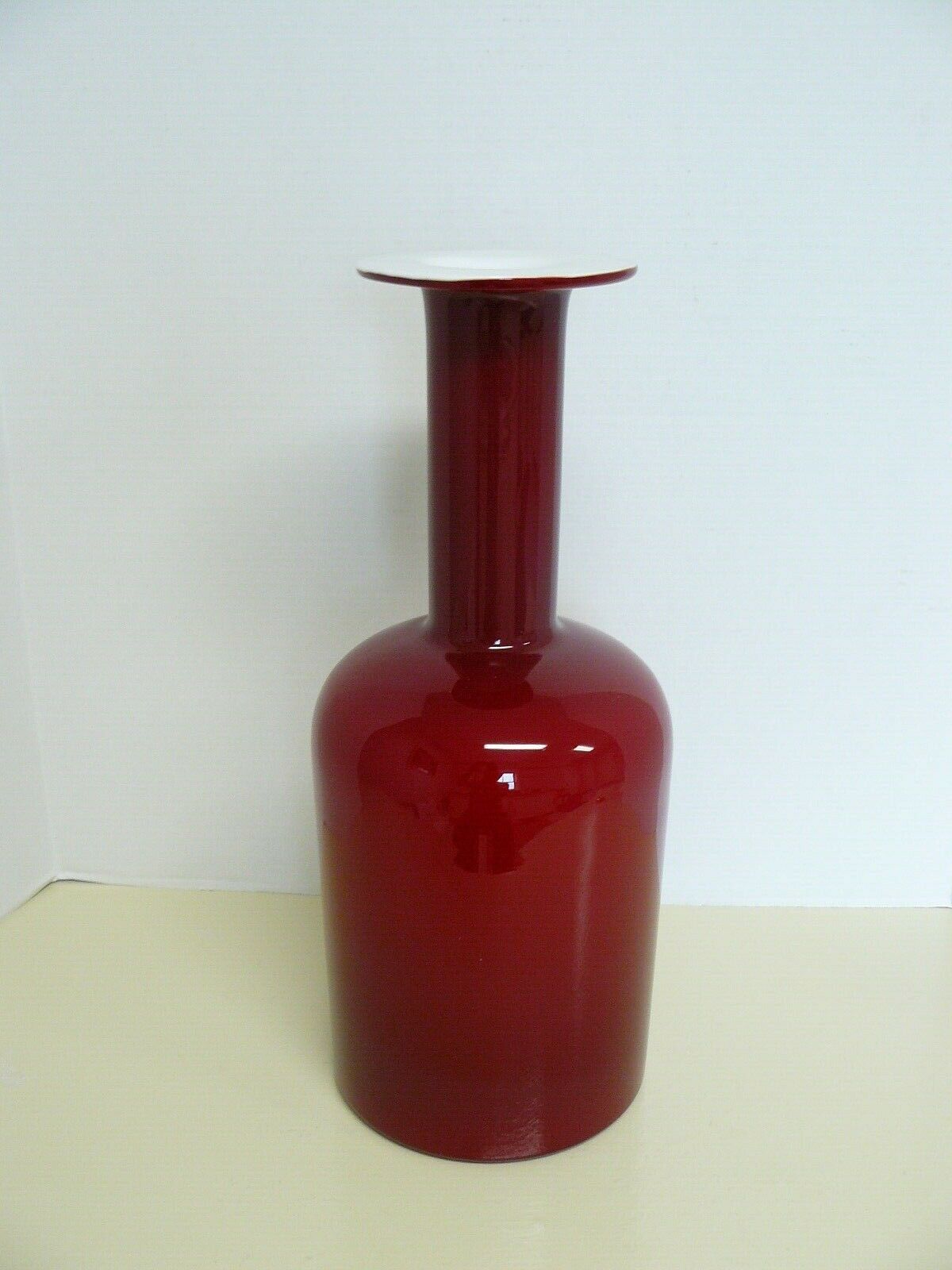 Very Large Red 17" Holmegaard Scandinavian Mcm Otto Bruer Gul Vase