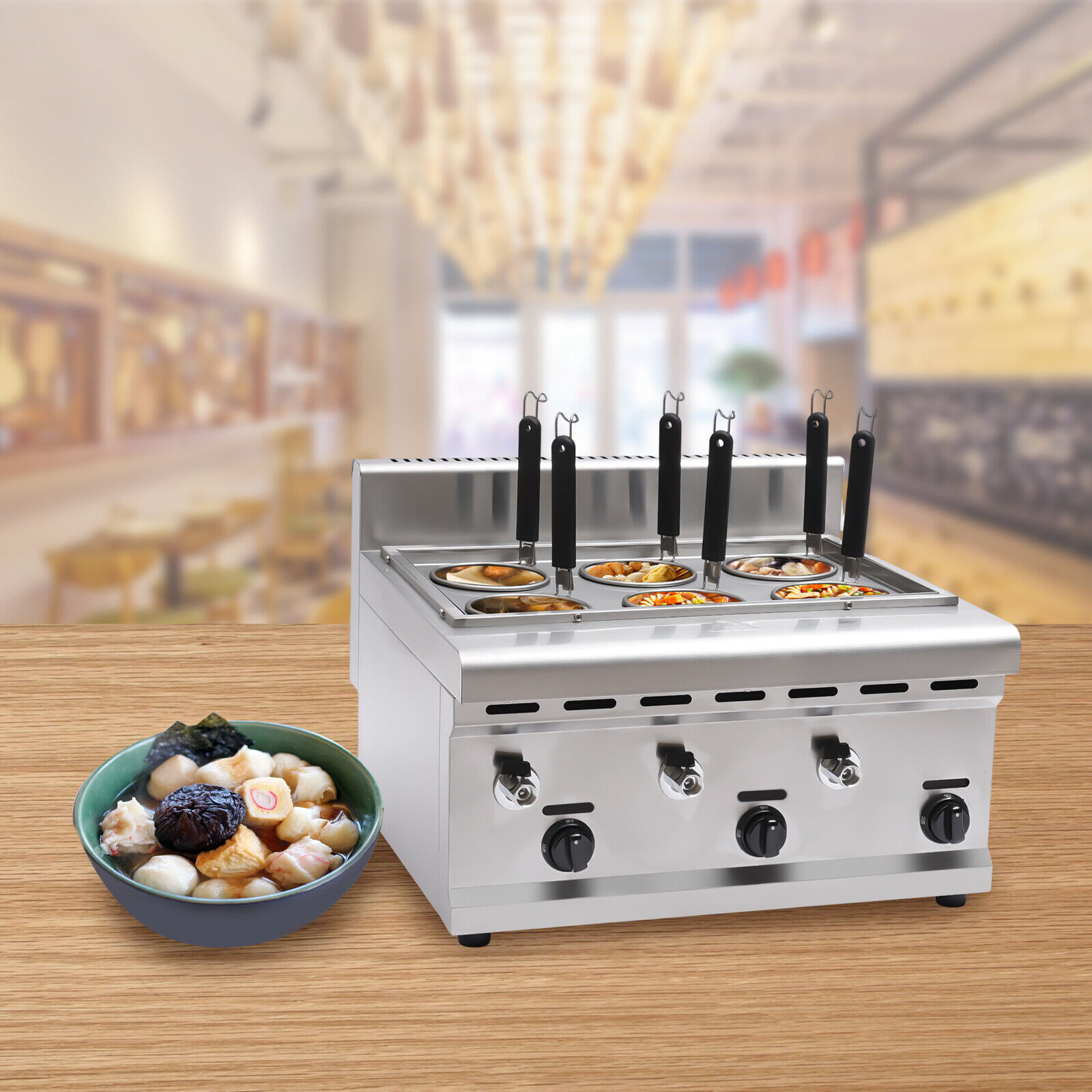 Commercial 6-hole Pasta Cooking Machine Stainless Steel Noodle Dumplings Cooker