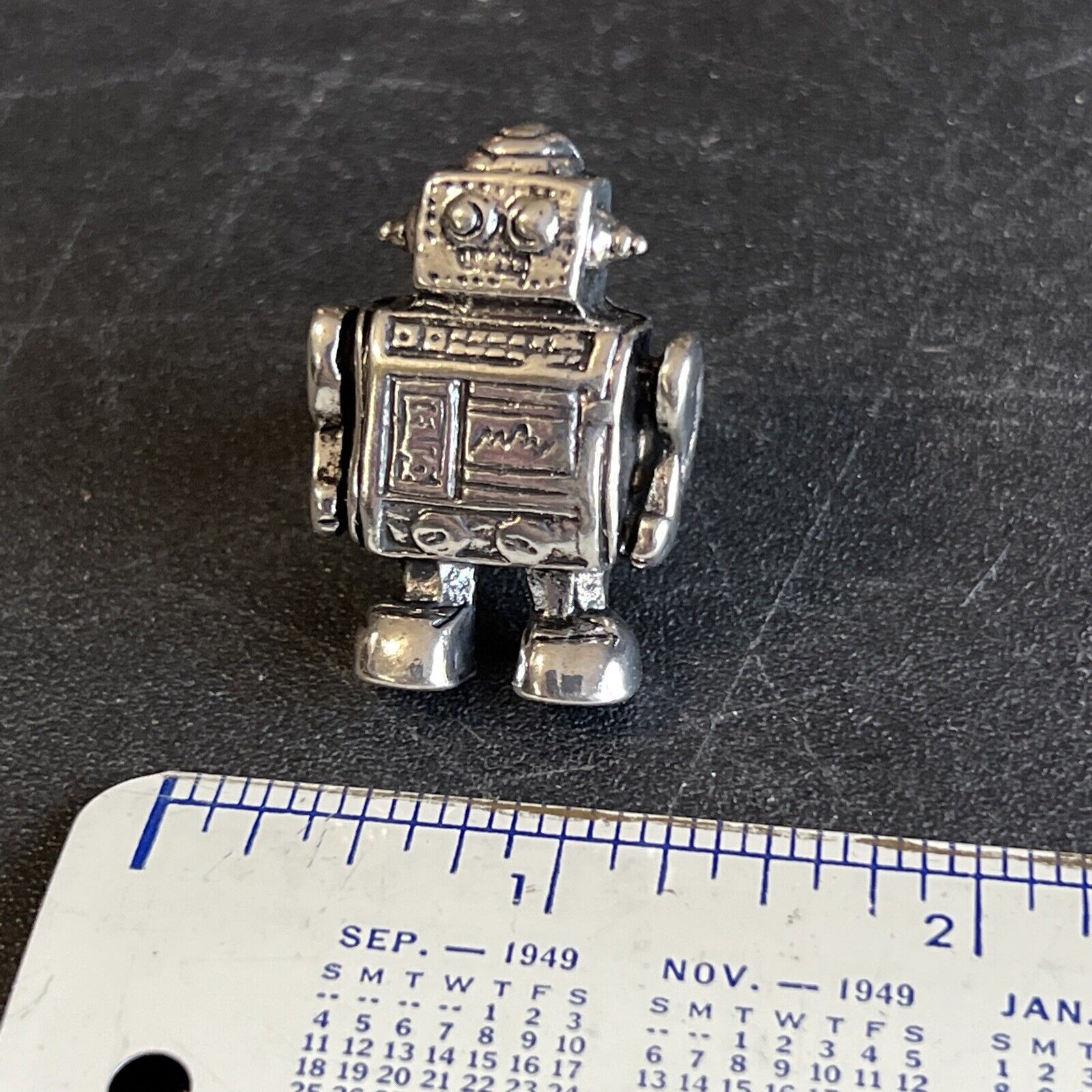 Vintage Nos Warehouse Find Metal 1960s Robot Theme Childs Ring Silver In Color