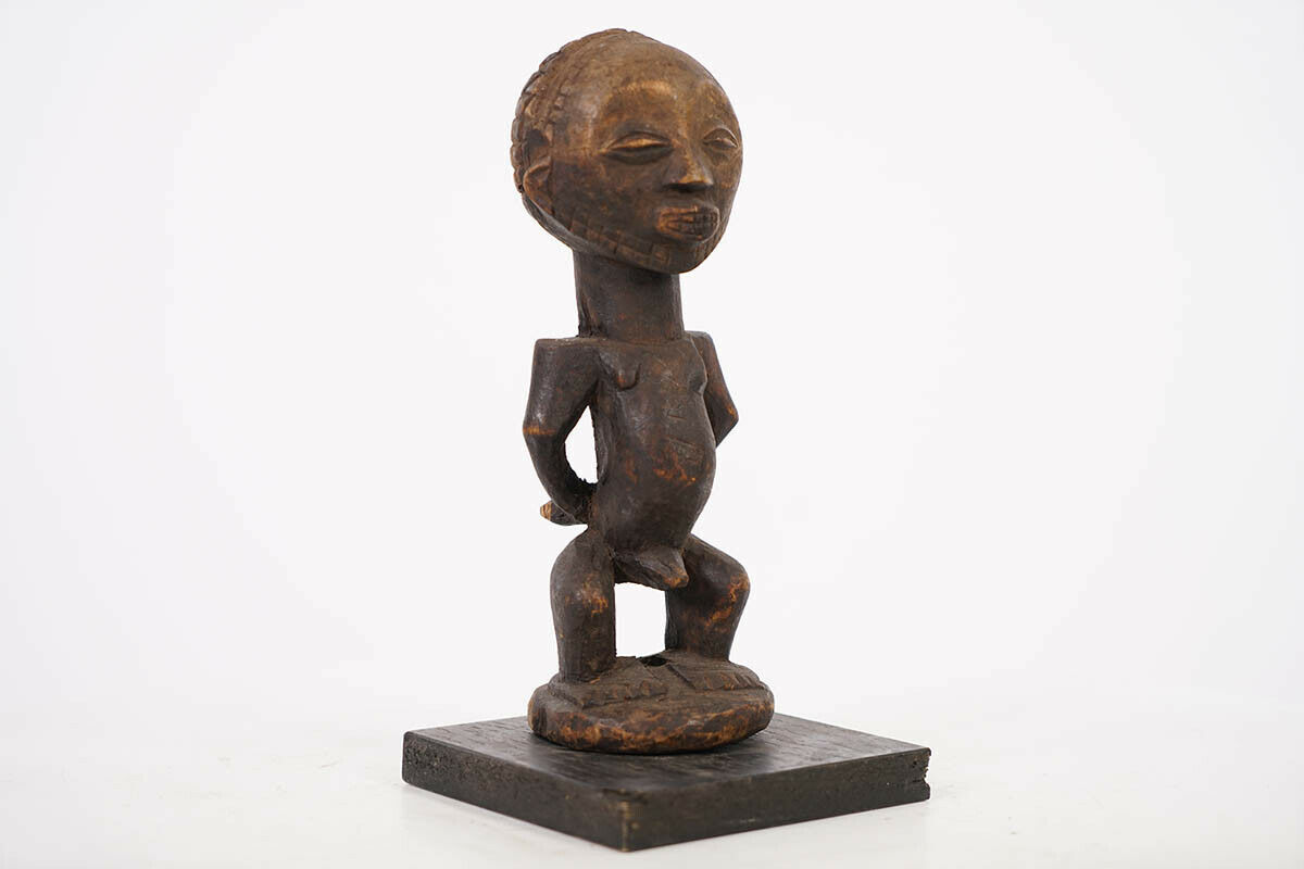 Petite Male Luba Statue On Base 9.5" - Dr Congo - African Art