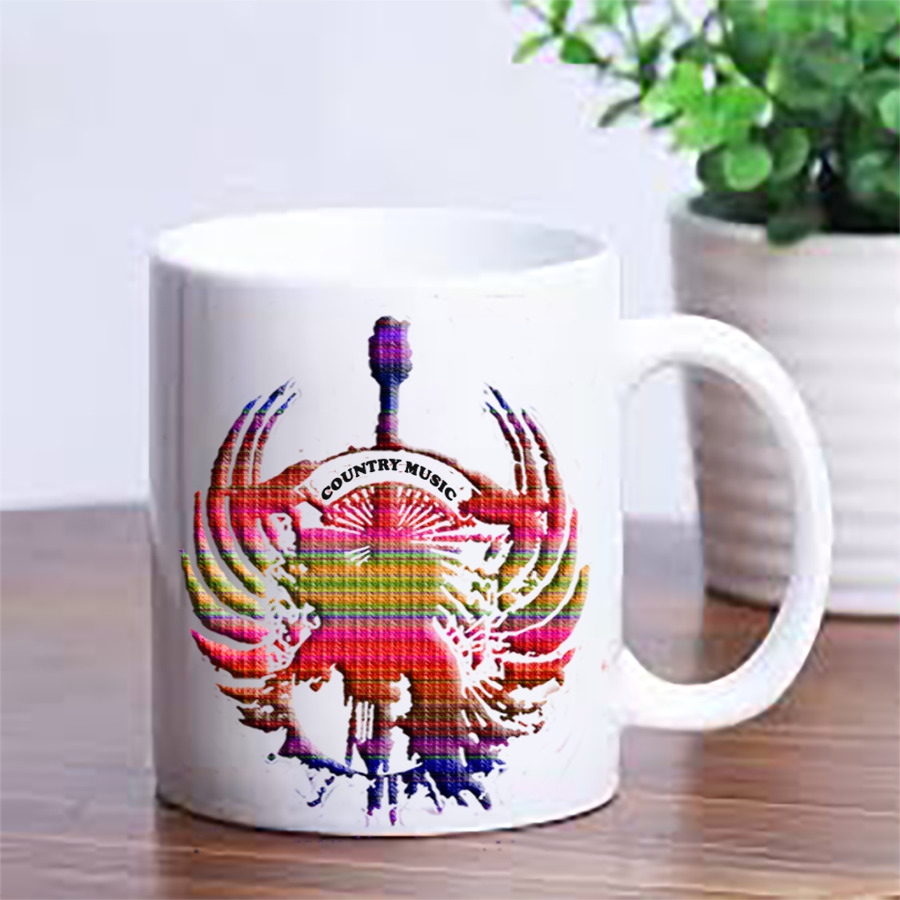 Custom Personalize Usa Country Music Rainbow Guitar Coffee Cup Mug Gift Box