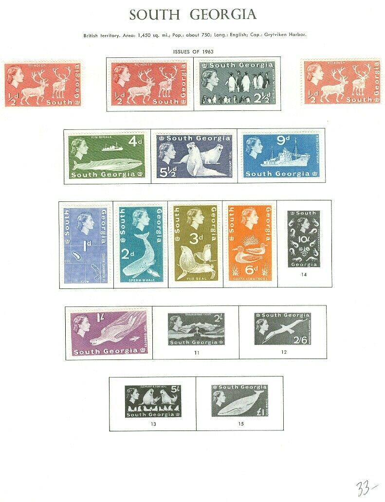 Edw1949sell : South Georgia Small, Clean All Very Fine, Mog Collection. Cat $58