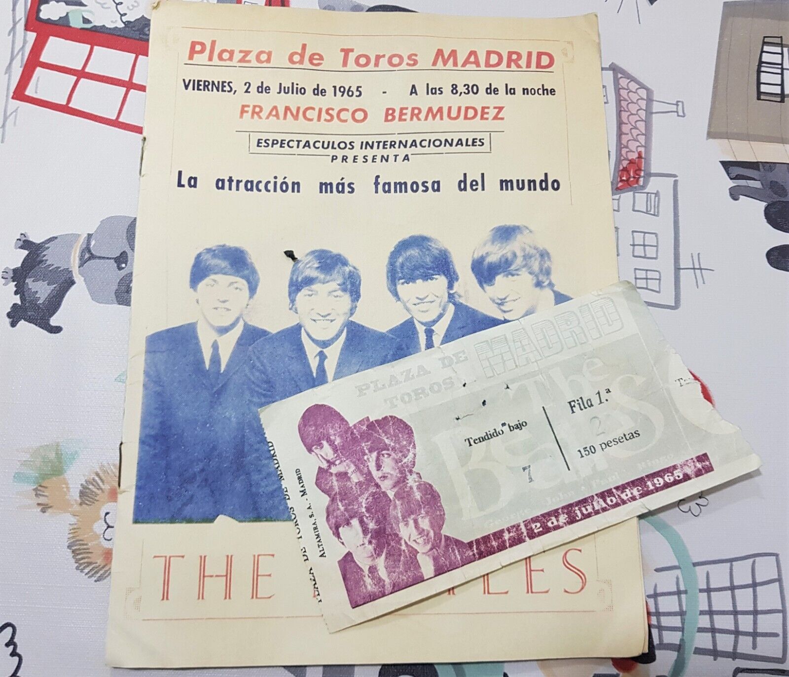 The Beatles Memorabilia Spanish Concert Program + Ticket 1965 Lp Cd Signed Promo