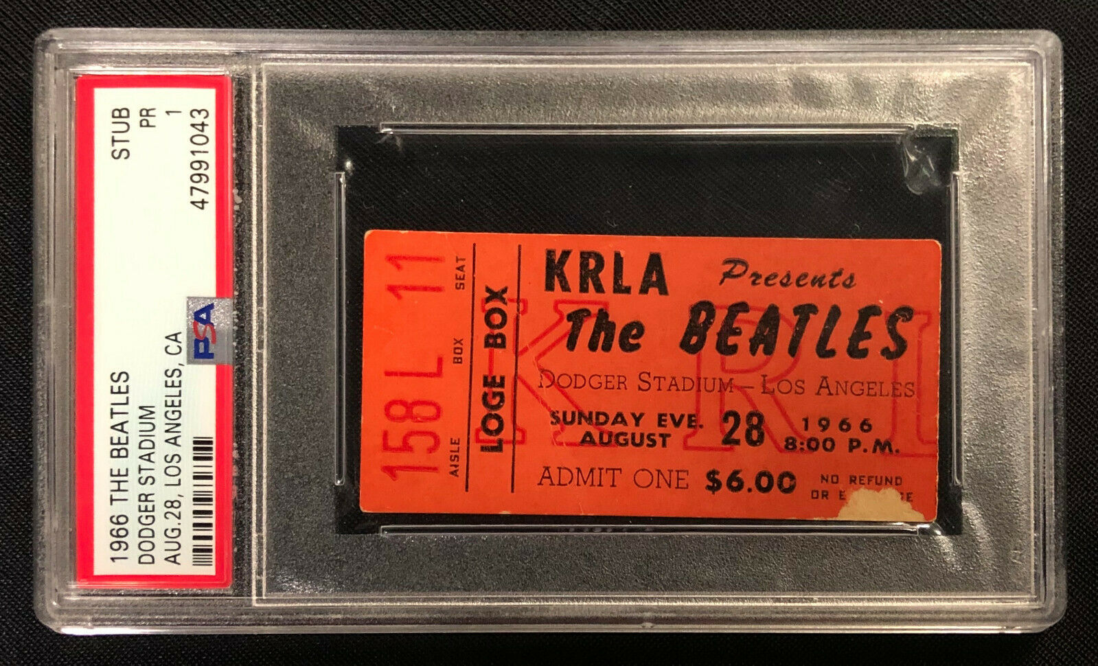 The Beatles 1966 La Dodger Stadium Ticket Psa Grade 1 John Lennon Mccartney