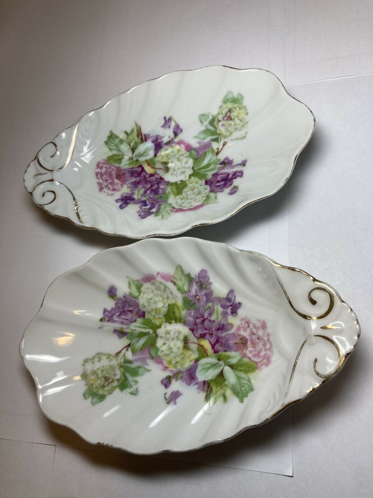 Two - Vintage Victoria Austria With Crown - Shell Porcelain Nut & Candy Dishes