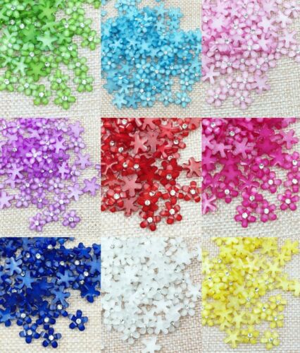 50 Pieces Resin Rhinestone Flowers Flatback Buttons For Crafts Decorations 10 Mm