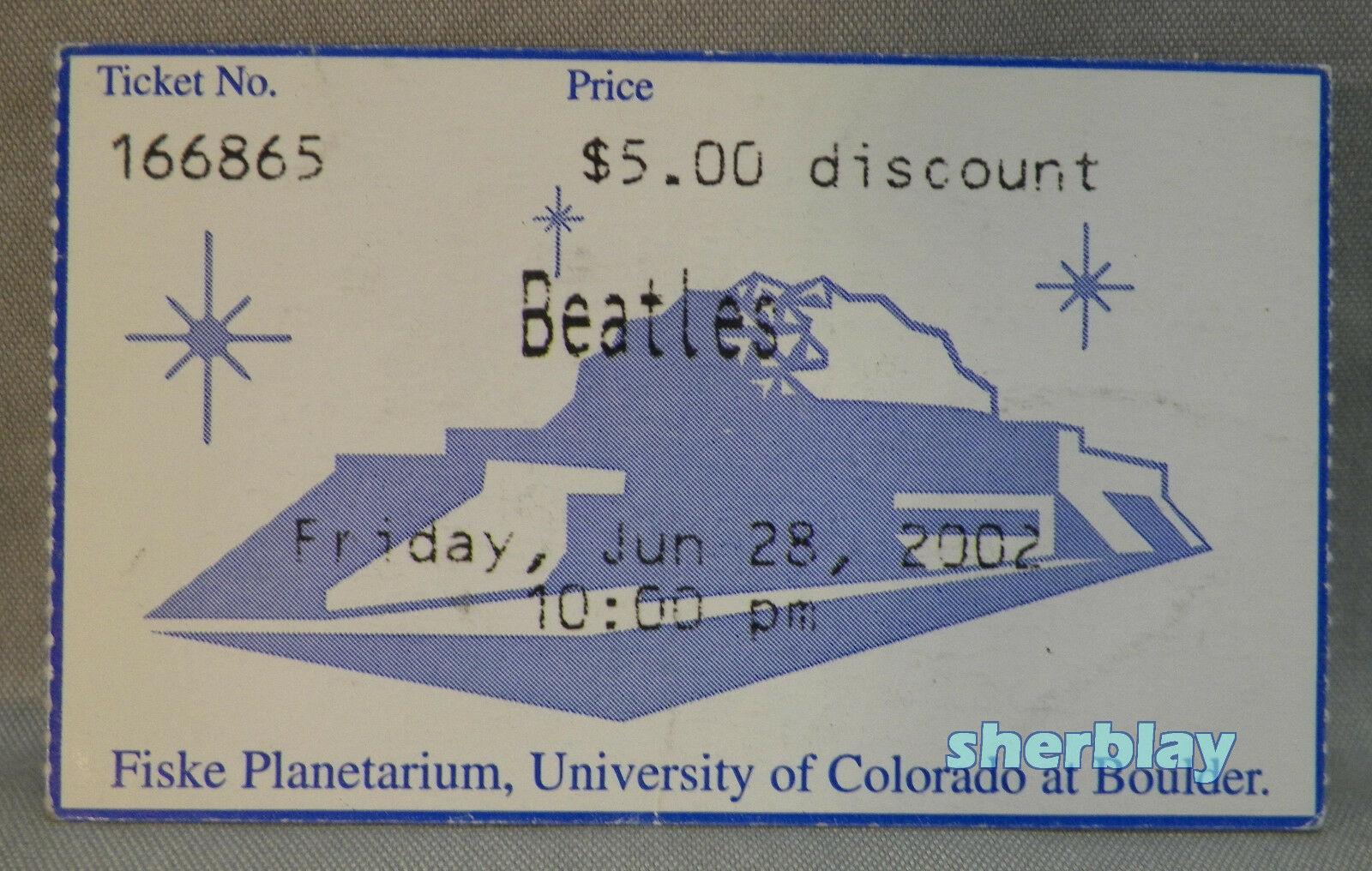 2002 Beatles Concert Ticket Stub Fiske Planetarium
