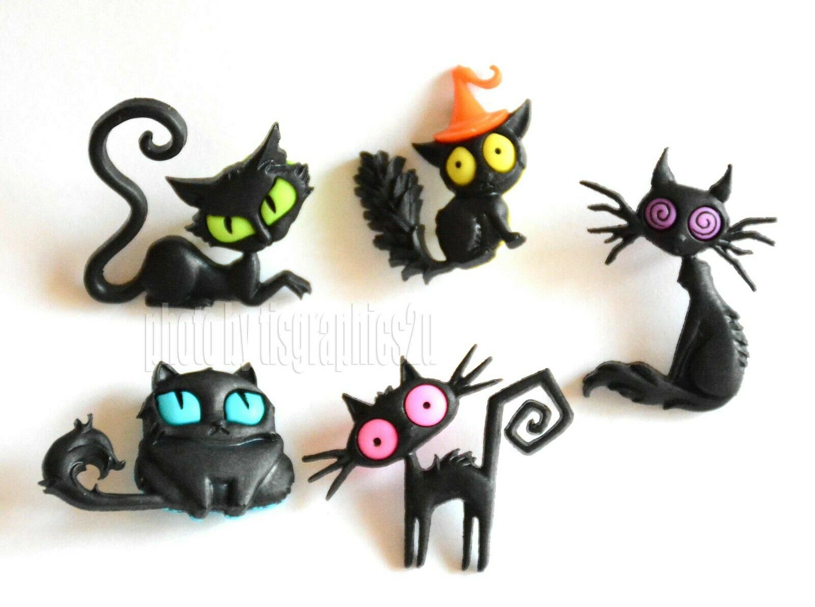 Creeped Out Cats / Halloween Buttons / Jesse James ~ Dress It Up  / Black Cats