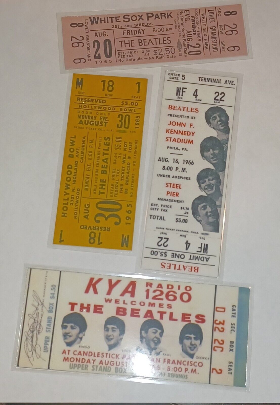 Beatles Art Decor Reproduced Full Tickets Lot Of Four