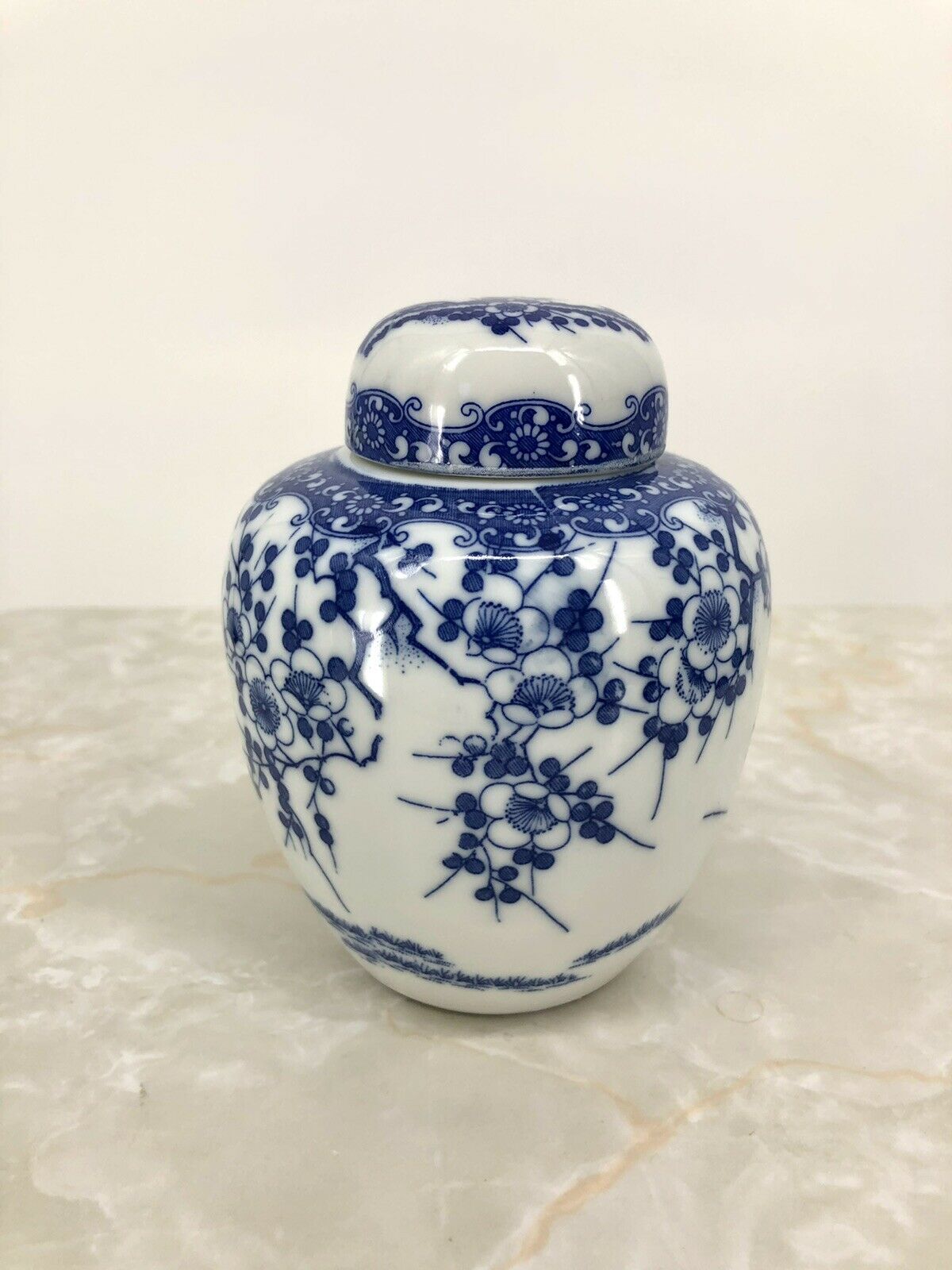 Andrea By Sadek -  Blue And White Jar - Floral Design
