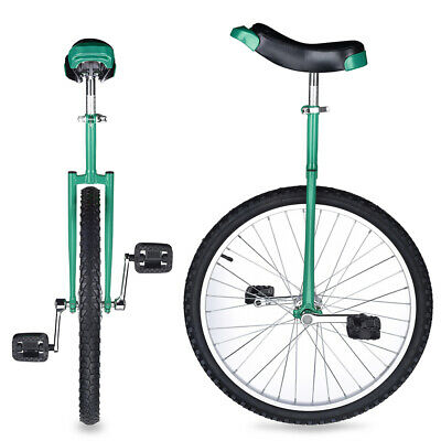 24" Wheel Unicycle Leakproof Butyl Tire Adjustable Height Cycling Exercise Green