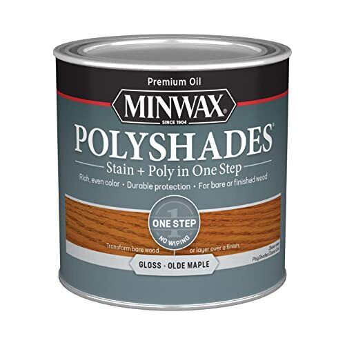 Minwax Polyshades Wood Stain + Polyurethane Finish – ½ Pint, Olde Maple, Gloss