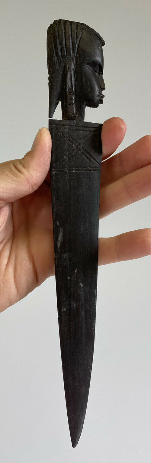 Vintage Hand Carved Wood Tanganyika East African Dark Stained Letter Opener