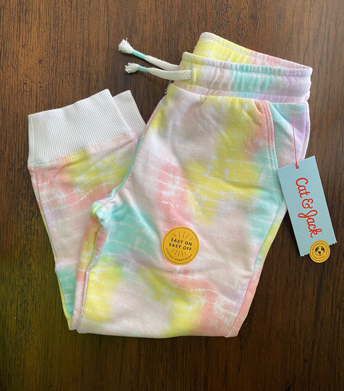Girl's Jogger Pants Tie Dye Yellow Multicolored Casual  Cat & Jack Size 3t/4t