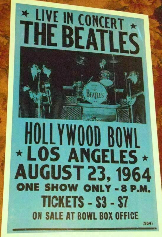The Beatles Hollywood Bowl La 1964 60s  Concert Poster California John Lennon +3