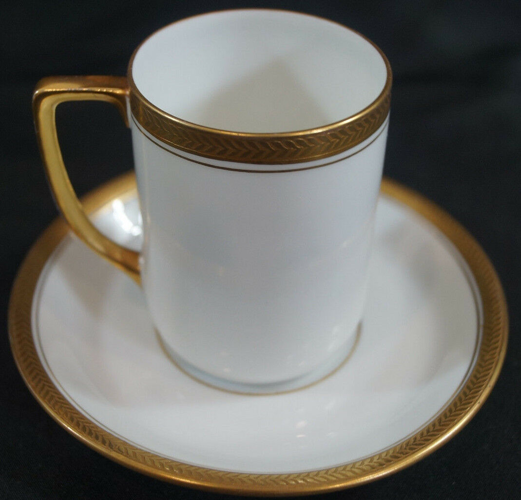 Victoria Austria Schmidt & Co Gold Encrusted Coffee Cup & Saucer C. 1904 - 1918